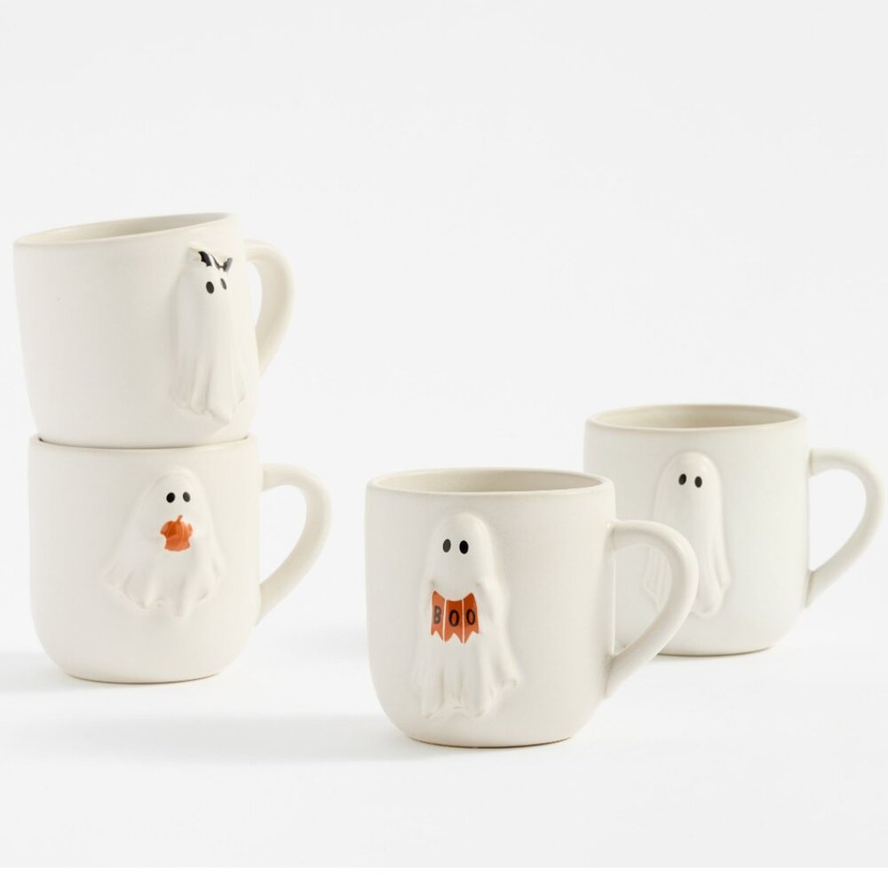 Pottery Barn Scary Squad Stoneware Mug - Mixed Set of 4